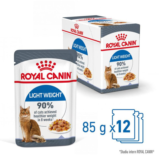 Royal Canin Light Weight Care – Hrană Umedă Premium pentru Controlul Greutății la Pisici, în Gelatină, 85 g